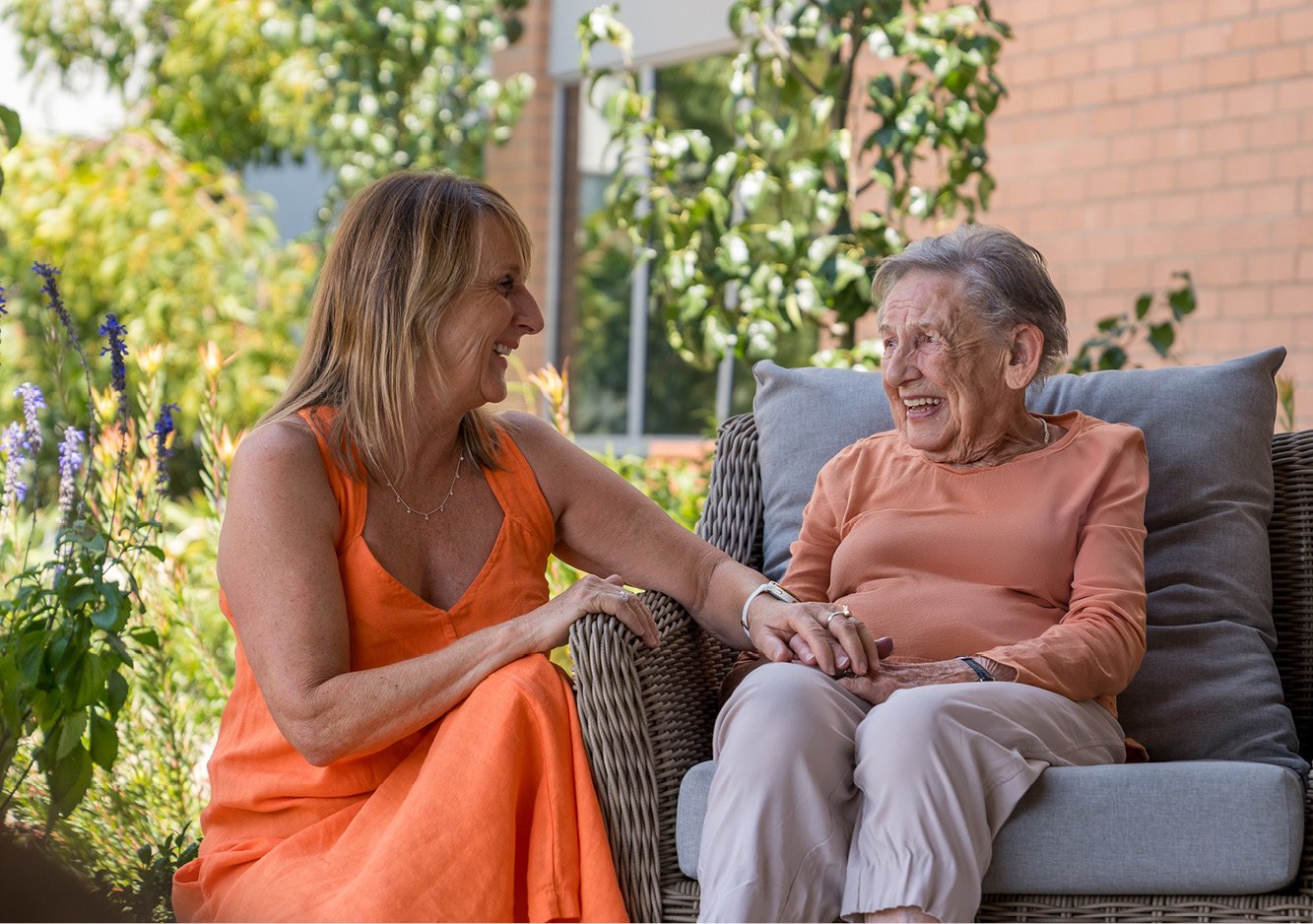 Mother and daughter in retirement village