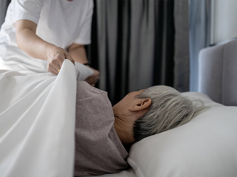 Asian Senior Woman Is Sleeping