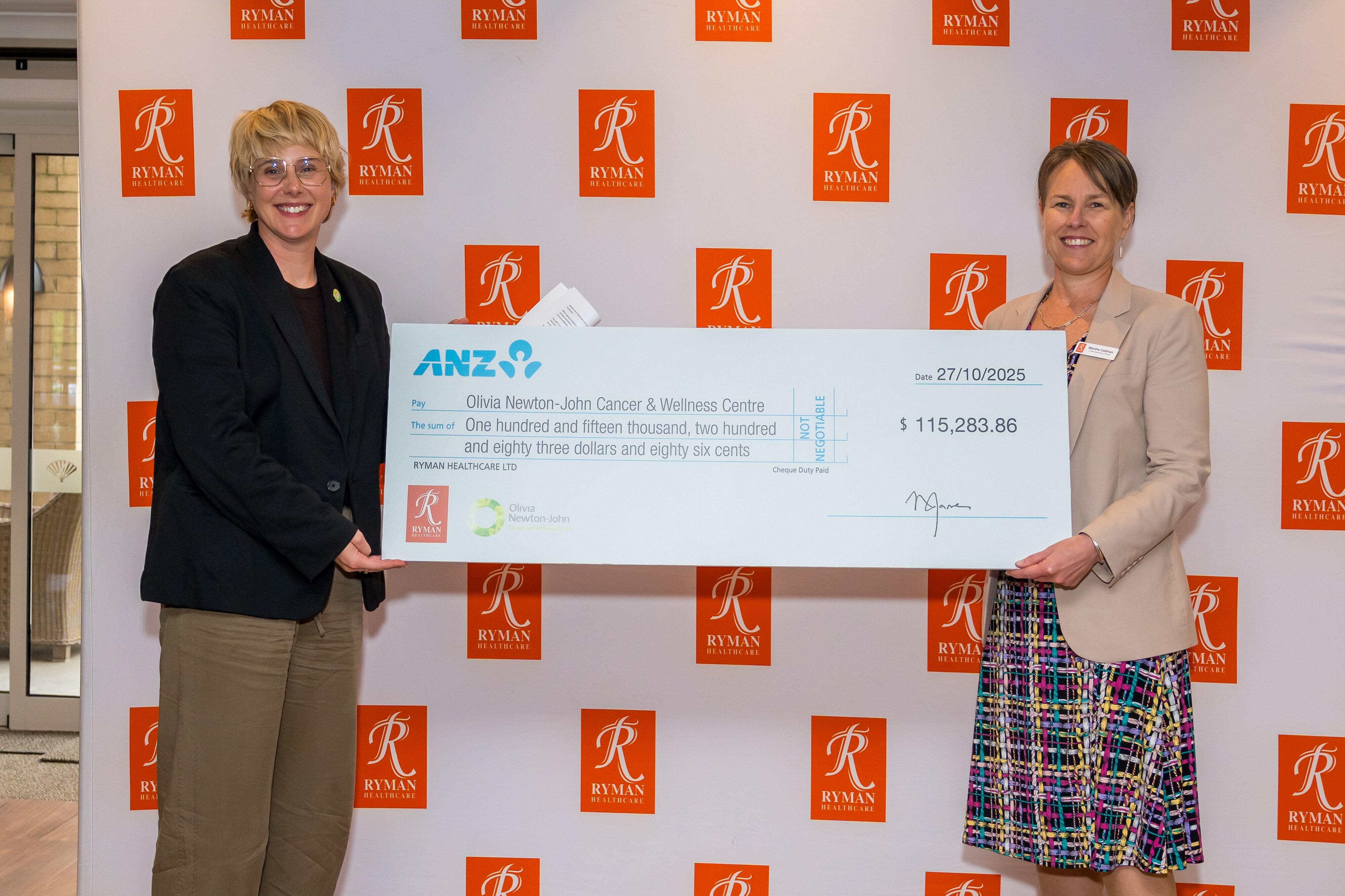 Susan Bird, Head of Partnerships at the Olivia Newton-John Cancer and Wellness Centre with Ryman COO Marsha Cadman