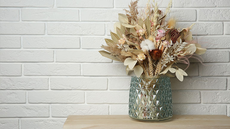 Medium White Beige Dried Flower Arrangement Natural Preserved