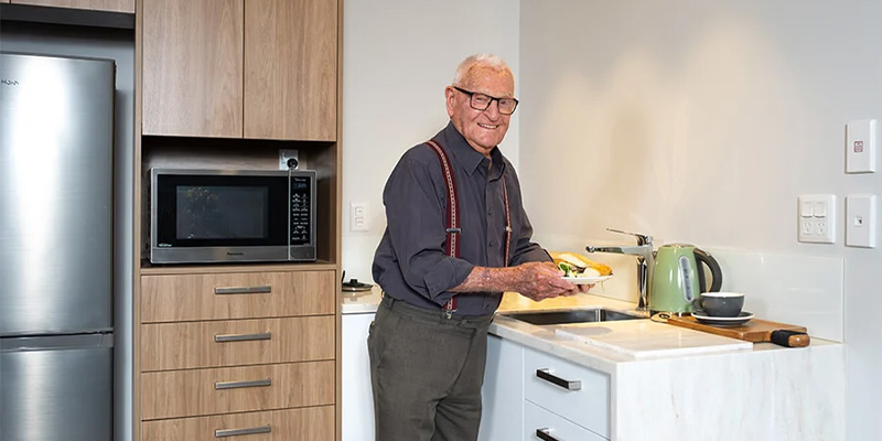 Victor in serviced apartment kitchen