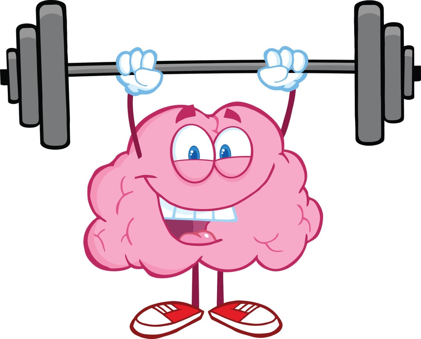 Cartoon brain lifts a barbell